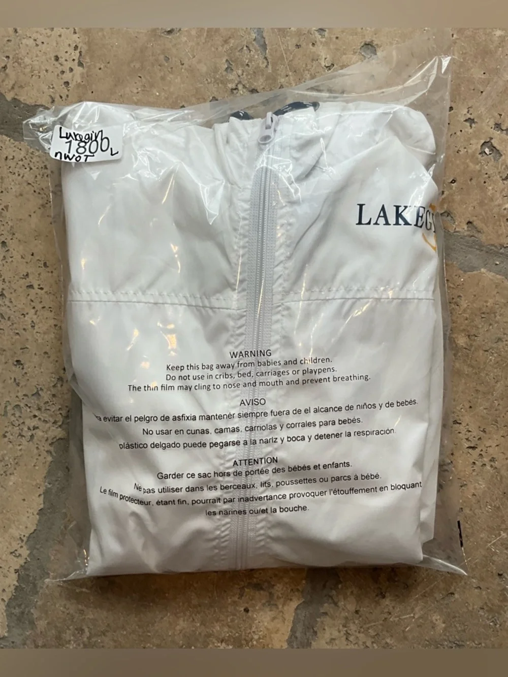 NWOT Lakegirl‎ Women's Full Zip Windbreaker Jacket Nautical Large White